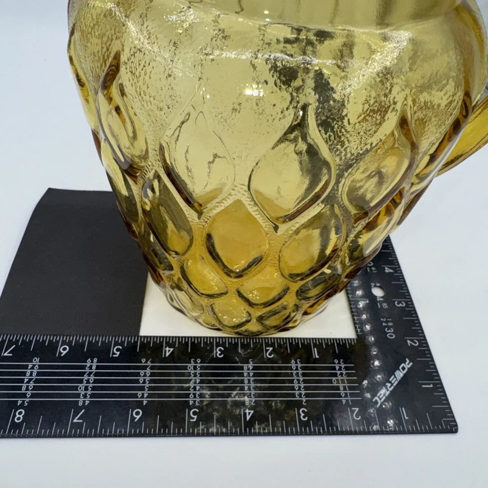 Glass Pitcher w/Ice Lip Anchor Hocking Madrid Amber‎ Honey Gold 78 oz Diamond